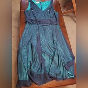 Patra Elegant Teal and Navy Dress